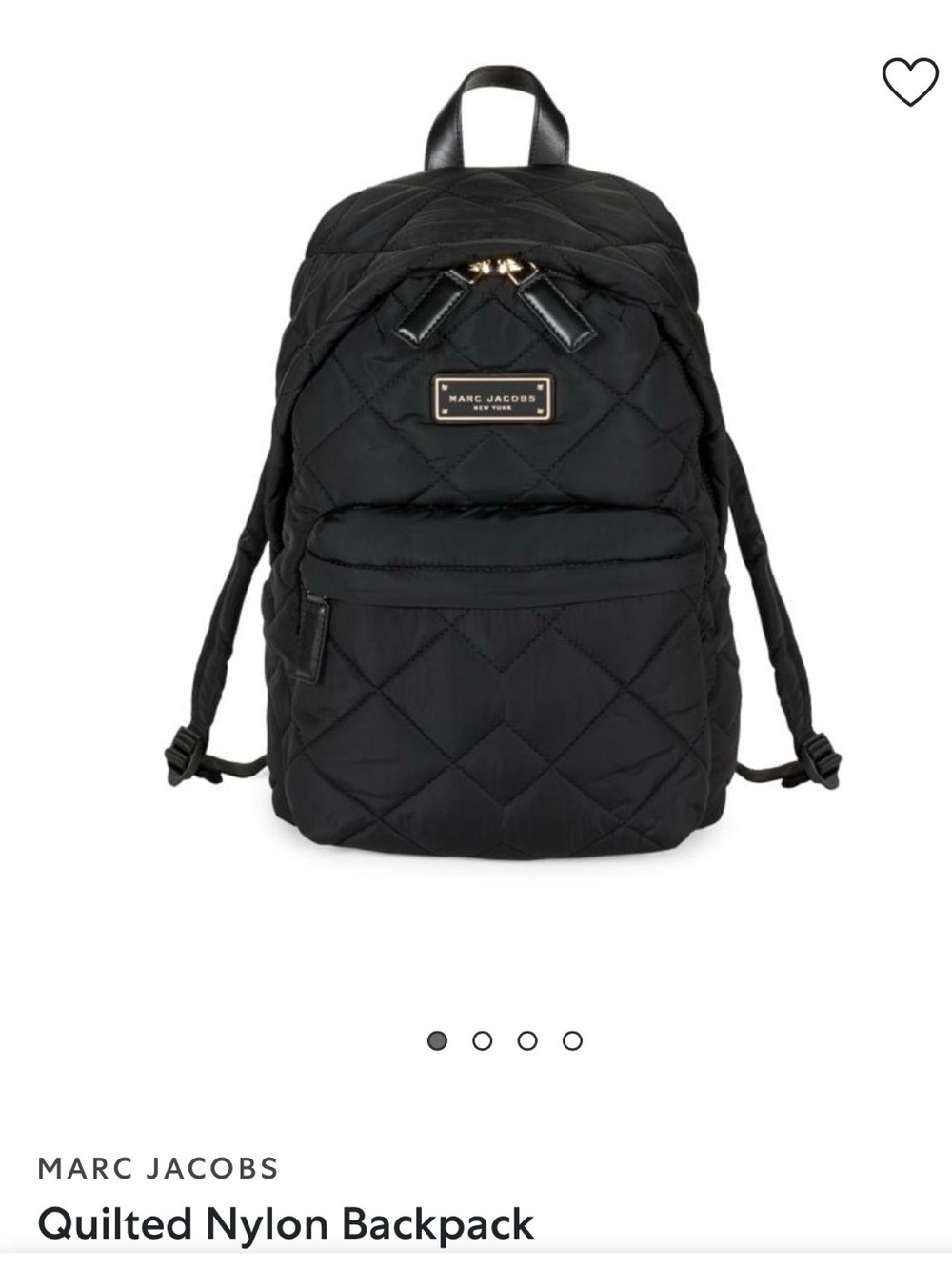 Marc Jacobs Black Quilted Nylon Backpack